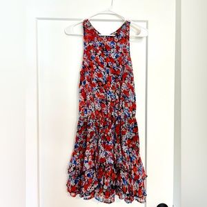 Aqua Floral Ruffle Layered Dress